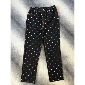 Vintage Diane's Essentials Embroidered Colorful Floral Stretch Cotton Pants 10